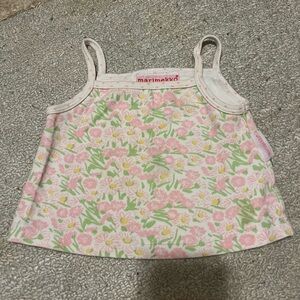 RARE Designer Marimekko Kids Floral Spaghetti strap Top - Pink & Green